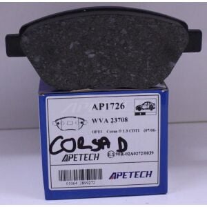 APETECH AP1726 | Opel Corsa D 1.3 CDTI 90 HP Ön Fren Balatası Takımı Büyük Tip (19 mm)