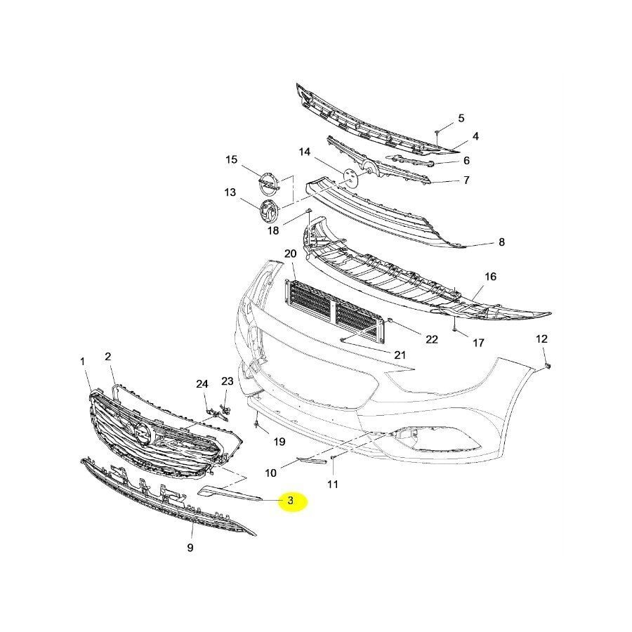 PSA (MOPAR) 13491191 Opel İnsignia B Sağ Ön Panjur Nikelajı Orijinal
