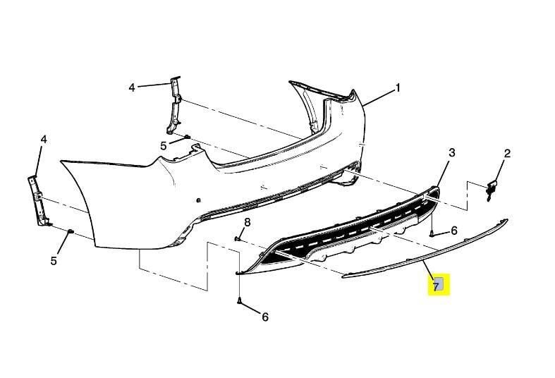 PSA (MOPAR) 95903377 Chevrolet Cruze Arka Tampon Orta Nikelajı Orijinal