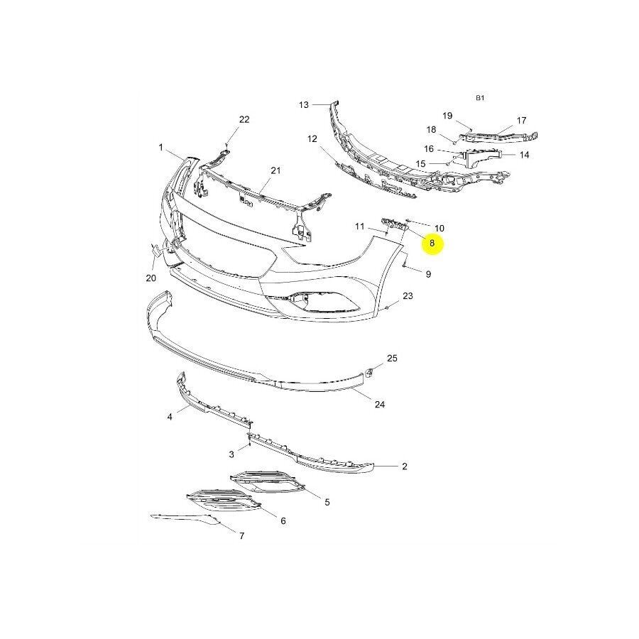 PSA (MOPAR) 39145053 Opel İnsignia B Sağ Ön Tampon Bıraketi (Kızağı) Orijinal