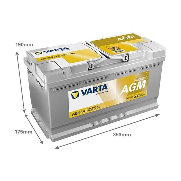 VARTA 595901085 | Akü Silver Dynamic Agm G14 A5 Start-Stop 12V 95AH 850A Varta