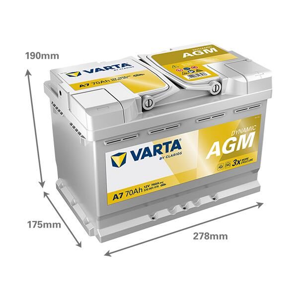 VARTA 570901076 | Akü Plus Silver Dynamic Agm A7 Start-Stop 12V 70AH 760A Varta