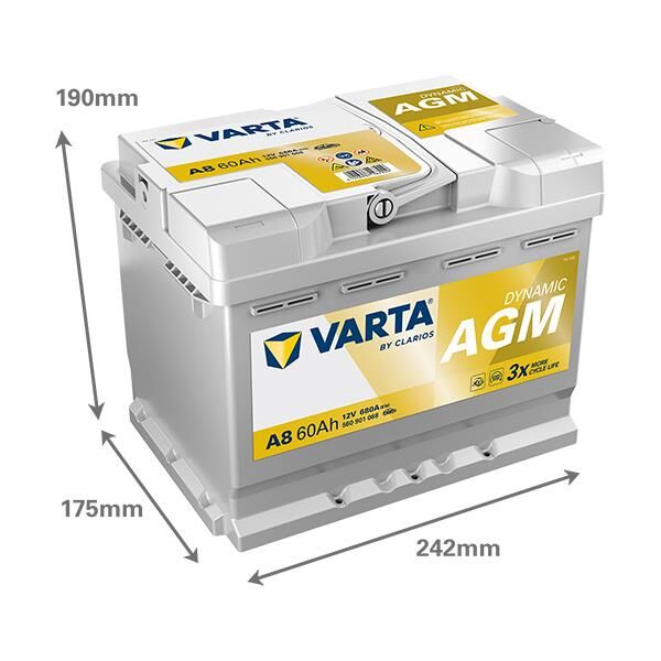 VARTA 560901068 | Akü Silver Dynamic Agm Start-Stop A8 60AH 12V 680A Varta