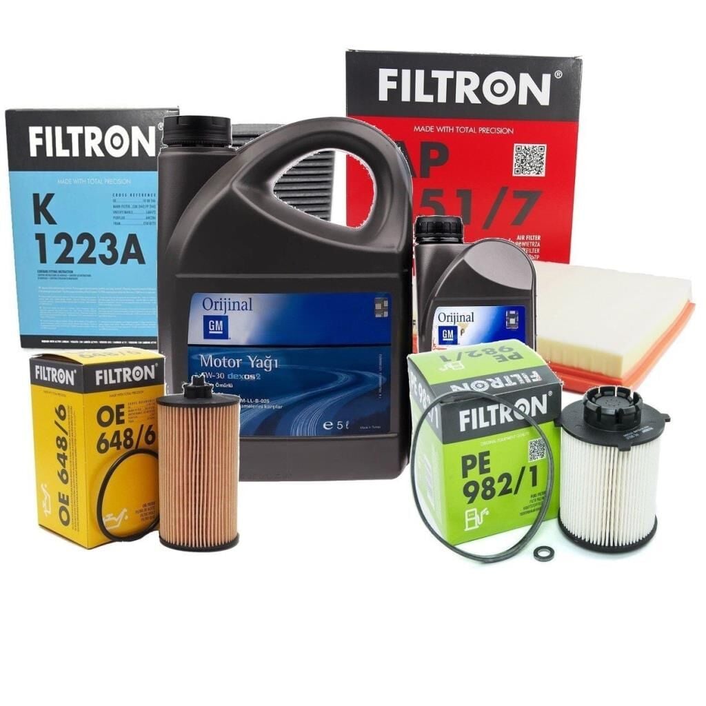 Opel Astra J Filtron 1.6 Dizel Motor Bakım Seti GM 5W30 6 LT Yağlı